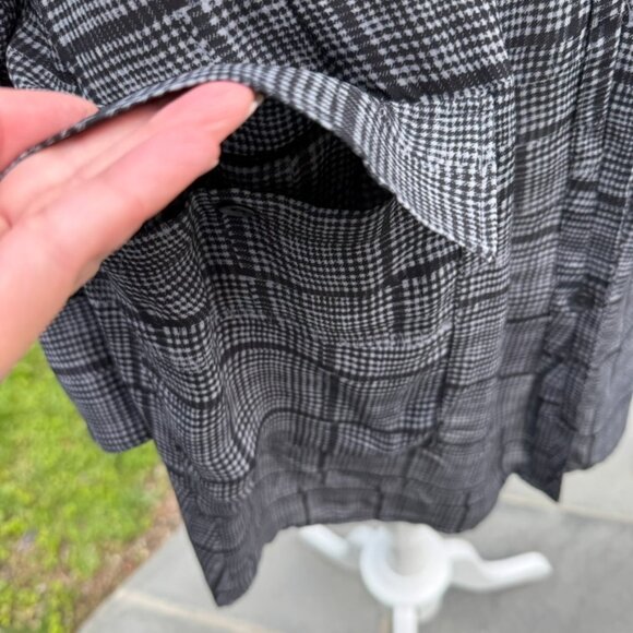 RAG & BONE 100% Silk Shirtdress Fit-and-Flare Gray Black Plaid Dress - Size 6 - Picture 4 of 11
